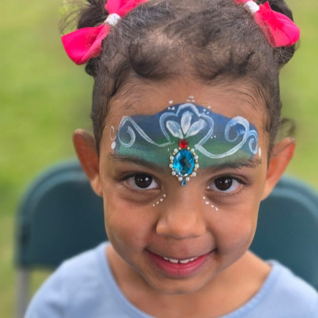 👑 Ocean Blue Princess Tiara Face Painting  💎